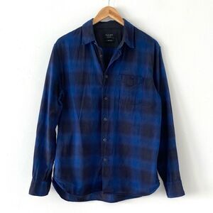 rag & bone Navy and Black Plaid Shirt Sz L Classic Fit